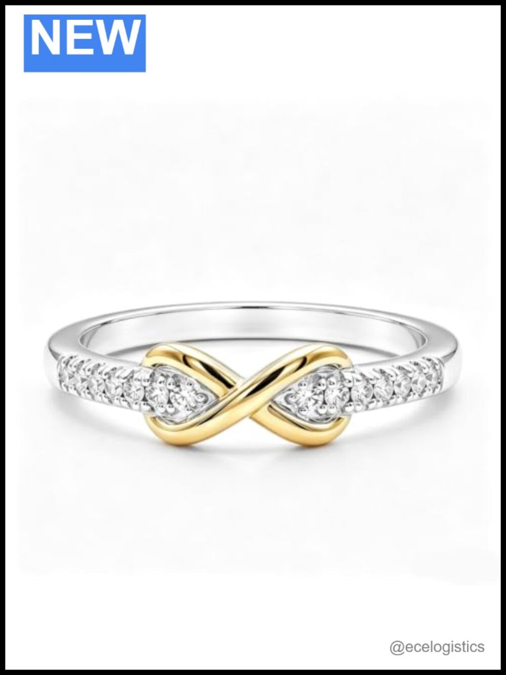 S925 Sterling Silver Infinity Ring Cubic Zirconia Promise Ring Stackable